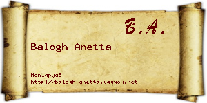 Balogh Anetta névjegykártya