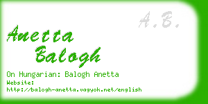 anetta balogh business card